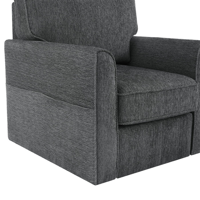 360° Swivel Accent Barrel Armchair With Side Pockets, Compact Design