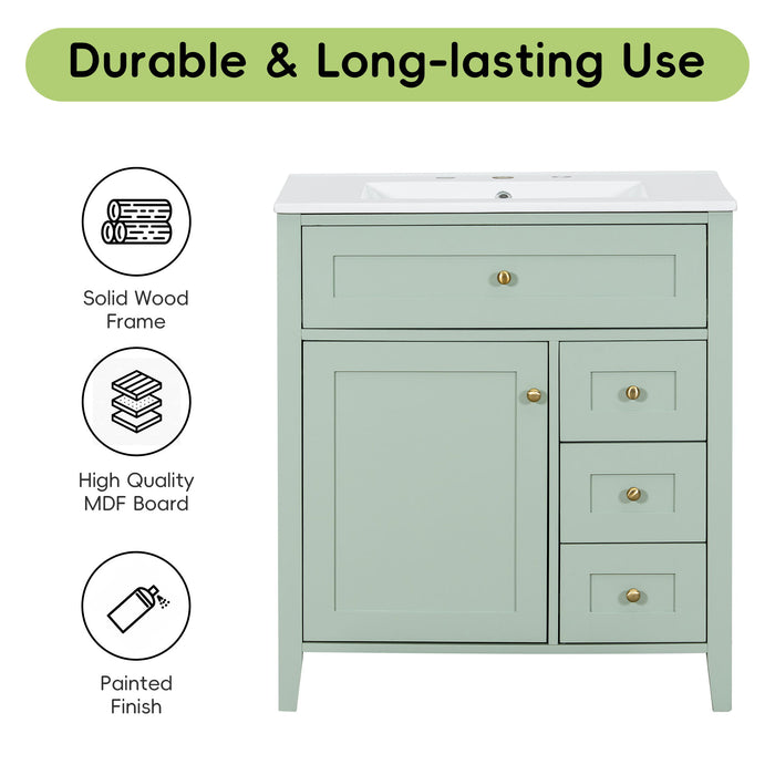 Bathroom Vanity With Sink, 3 Drawers And Adjustable Shelf
