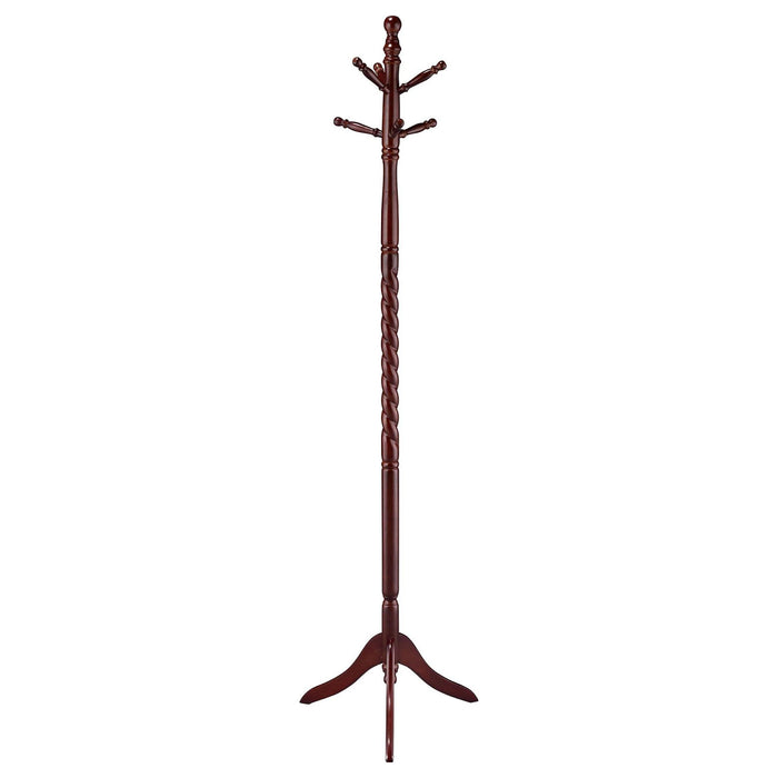 Coat Rack With Post Traditional Entryway Organizer With 6 Hooks - Brown