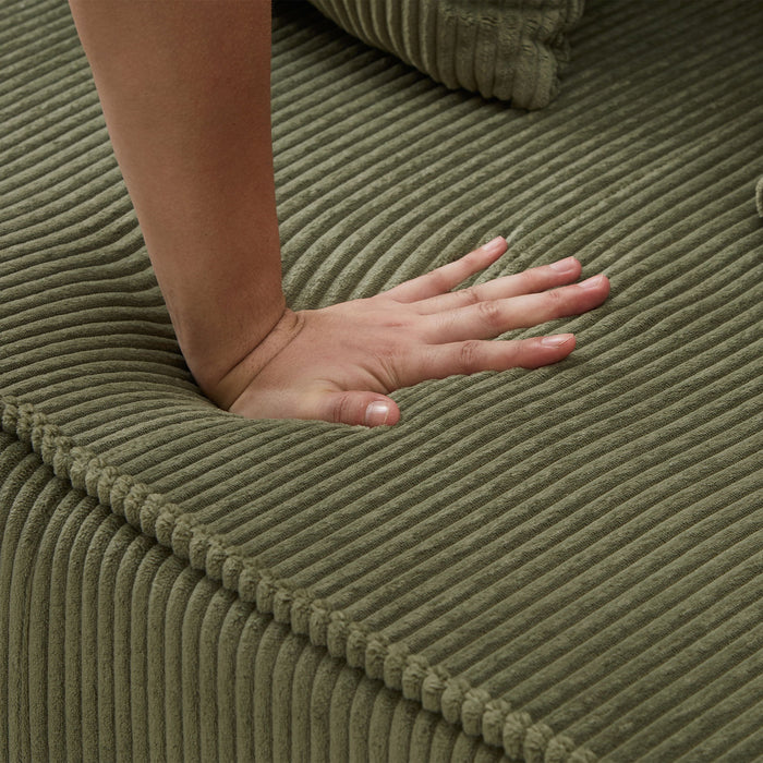 U-Shaped Sectional Sofa With RGB LED Light Strip And 6 Pillows