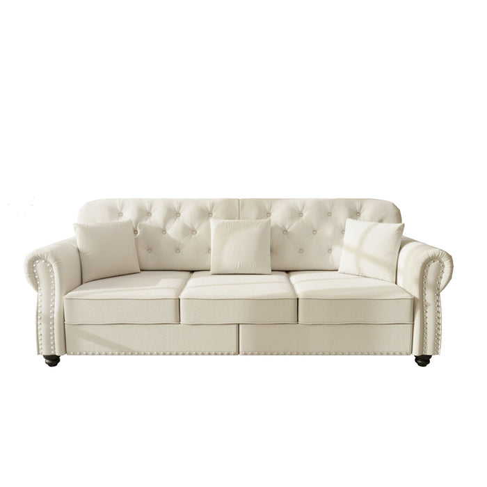 Upholstered Sofa Set With Nailhead Trim And Rolled Armrests, Includes Pillows