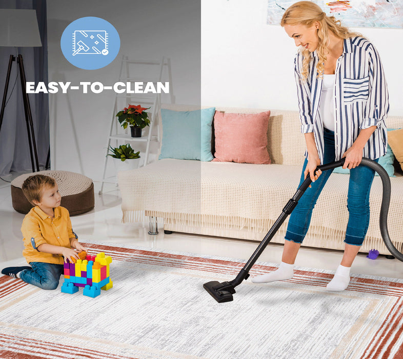 Marfi - 8' X 10' Bordered Area Rug - Brown / Ivory