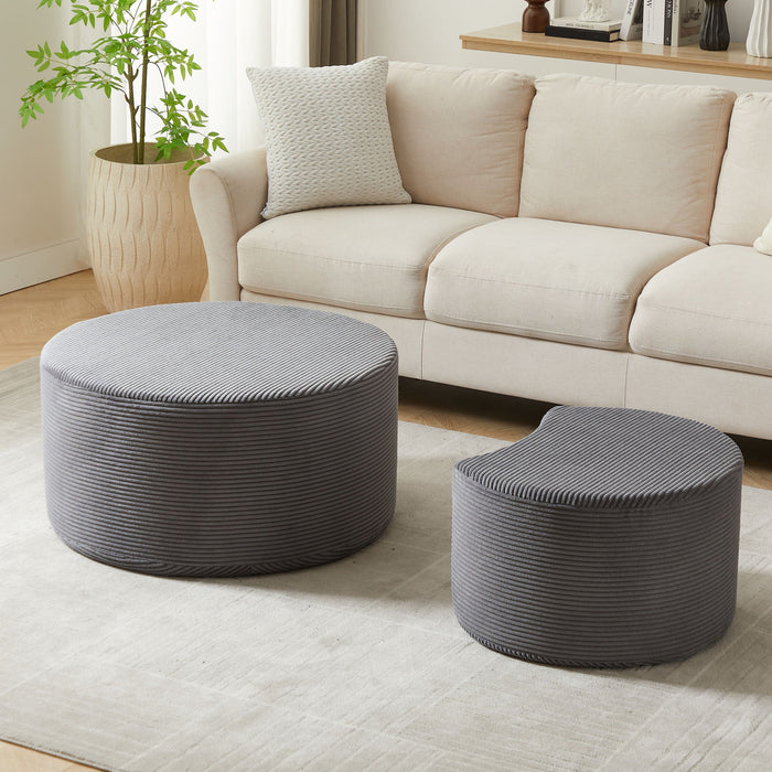 Modern Upholstered Round Coffee Table For Living Room (Set of 2)