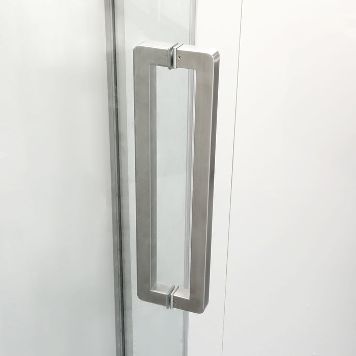 Semi Frameless Neo Angle Hinged Shower Enclosure With Clear Tempered Glass - Brushed Nickel