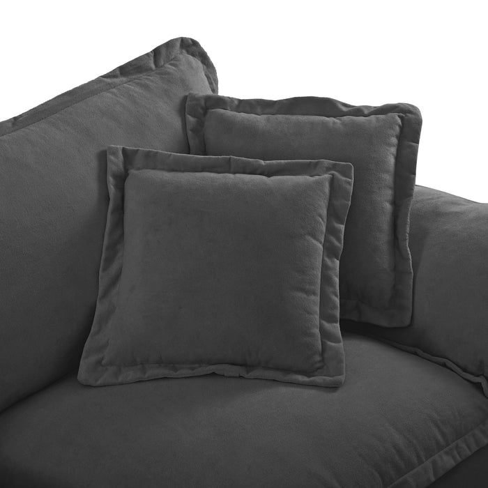 Modular Sectional Sofa With Movable Ottoman & Pillows