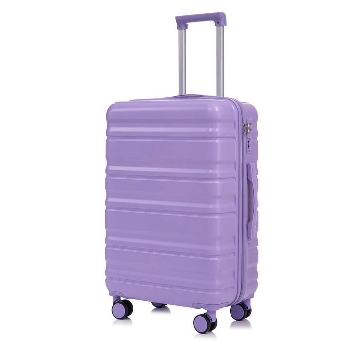 3 Piece 20" / 24" / 28" Spinner Luggage Set & Combination Lock, Durable Hard Shell With 360° Silent Wheels - Blue / Purple