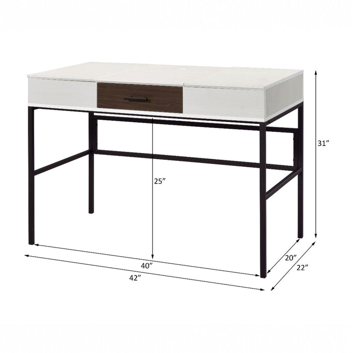Verster - Writing Desk With USB - Black / Natural