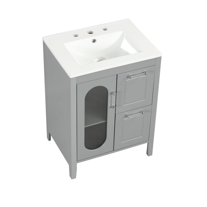 Modern Bathroom Vanity With Sink, Cabinet With 2 Drawers And Door, Adjustable Shelf