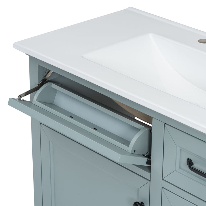 Bathroom Vanity With Sink, 2 Tip Out Drawers, Soft Close Hinges - Gray