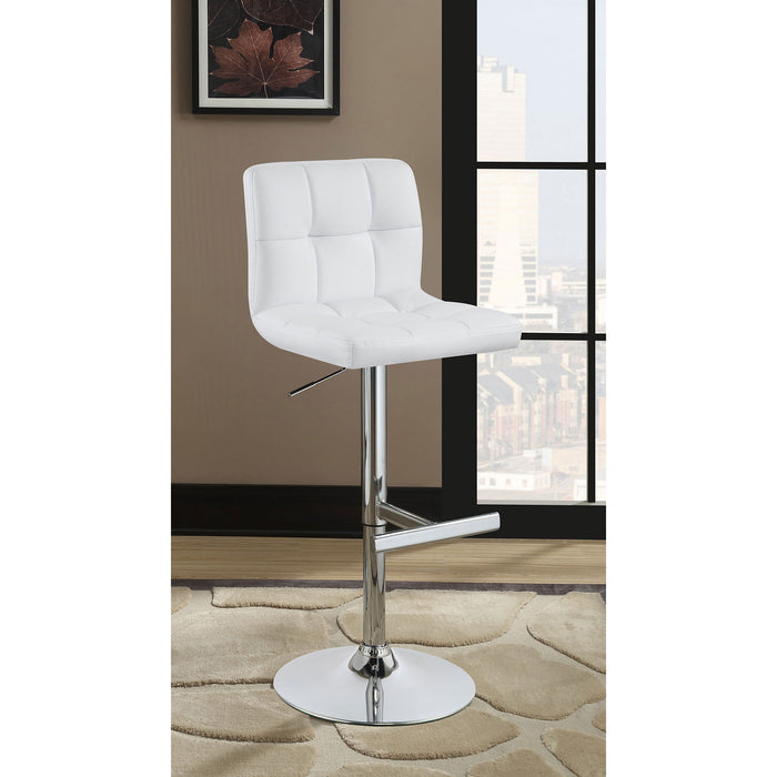 Lenny - Upholstered Adjustable Bar Stool (Set of 2) - White