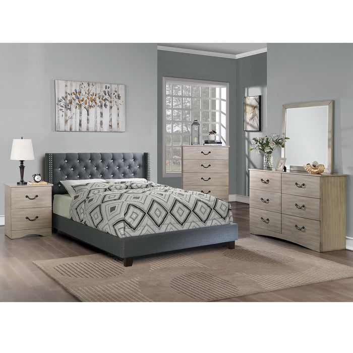 Contemporary Style Bed With Diamond Tufted Headboard