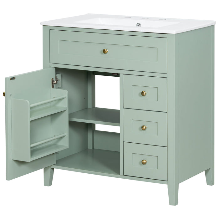 Bathroom Vanity With Sink, 3 Drawers And Adjustable Shelf