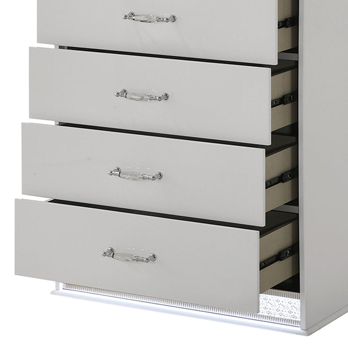 Glam - 5 Drawer Chest With LED Lighting - White