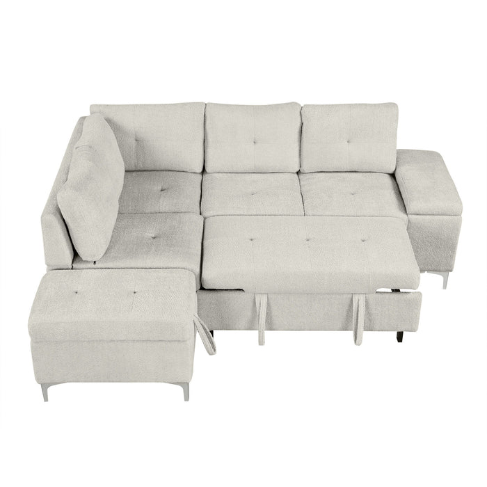 Versatile L Shaped Sofa Bed With Storage, Cup Holders, USB Ports Chenille