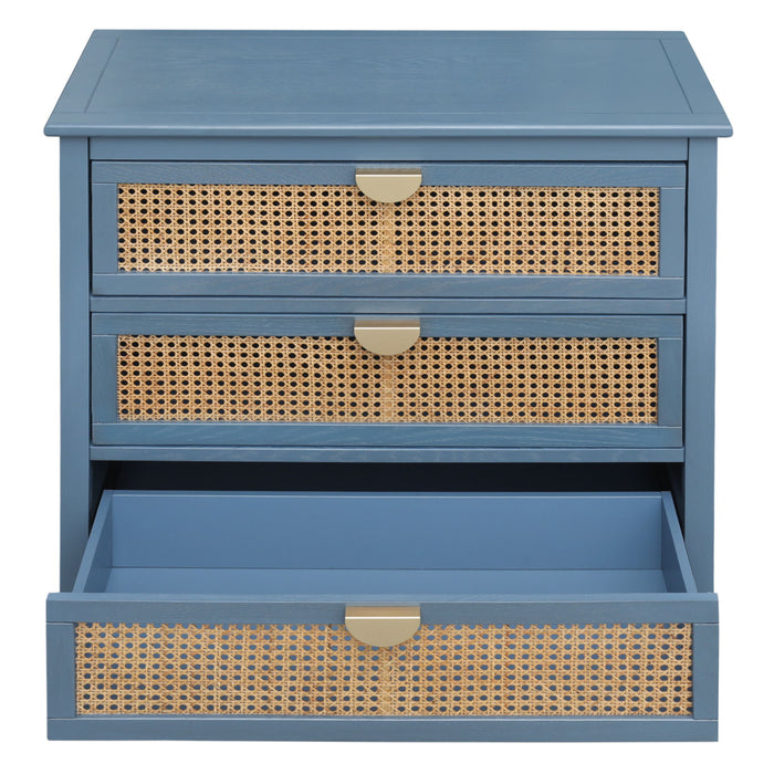 3 Drawer Cabinet, Natural Rattan, American Furniture