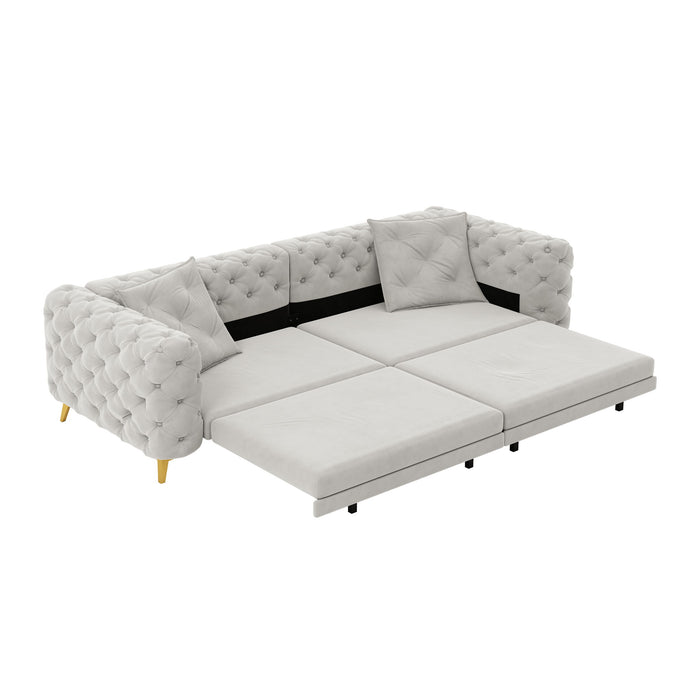 3 In 1 Convertible Sleeper, Deep Seat Pull Out Sofa Bed, Button Tufted