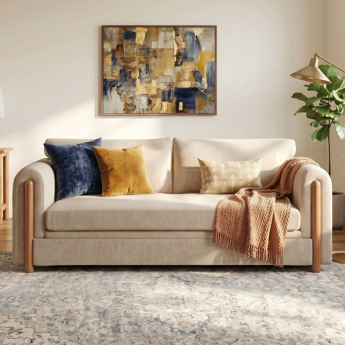 Modern 3 Seater Upholstered Couch Sofa For Living Room