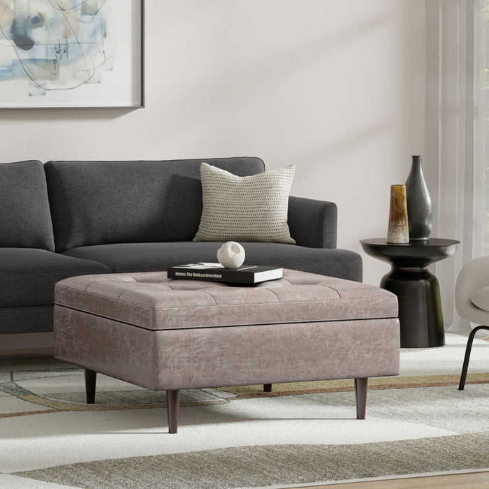 Shay - Large Square Coffee Table Storage Ottoman Mid-Century Style