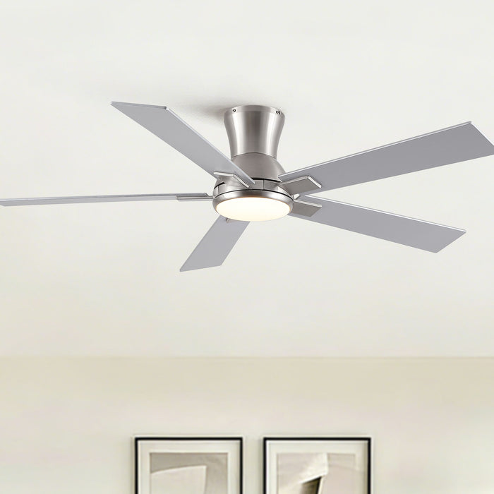 Low Profile Flush Mount Intergrated LED Ceiling Fan With Light And Reversible Quiet Motor