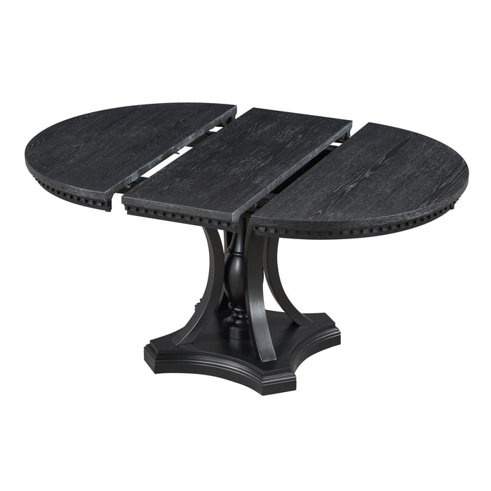 5 Piece Dining Set Extendable Round Table And 4 Chairs - Black / Oak