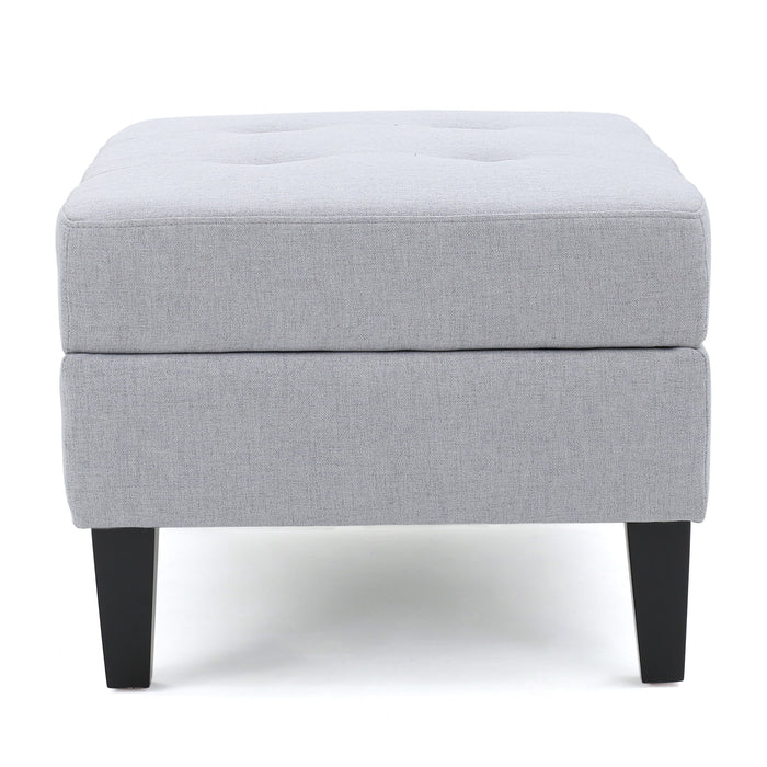 Storage Ottoman With Birch Wood Legs And Cushioned Top For Comfort