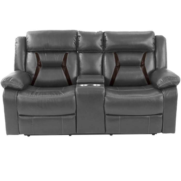 Modern Reclining Loveseat With Console, Cup Holders, Storage