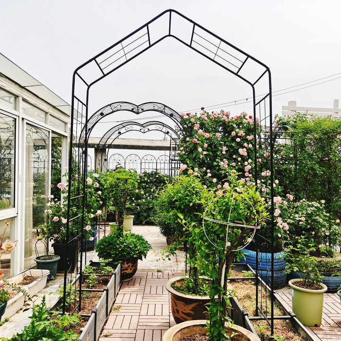 Garden Arch, Climbing Plants Support Outdoor - Black
