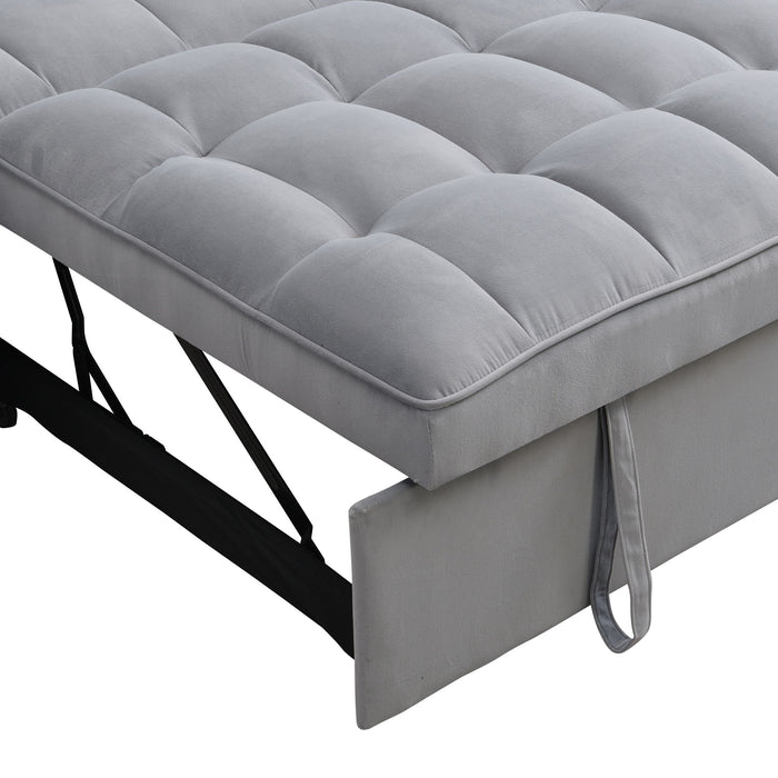 Modern Velvet Loveseat Futon Sofa With Pullout Bed, Adjustable Reclining Backrest, Toss Pillows