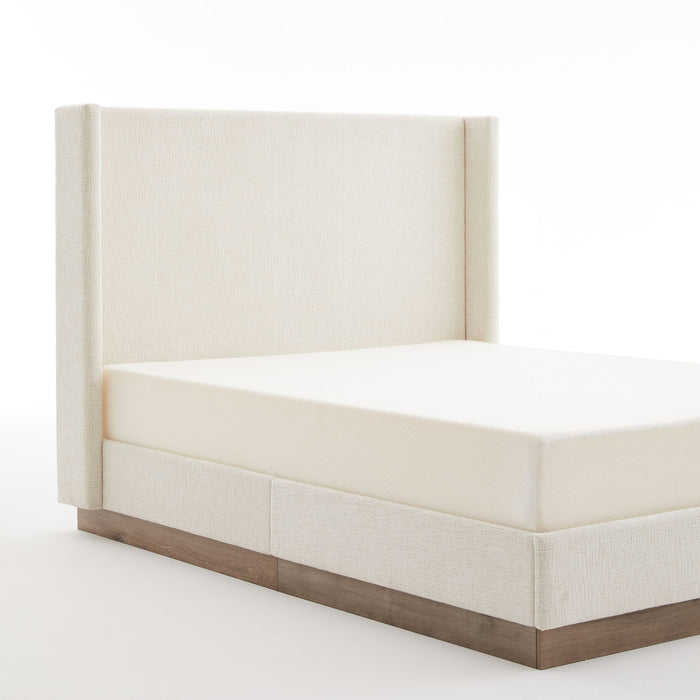 Hosford - Minimalist Upholstered Wingback Bed With Wood Base Platform