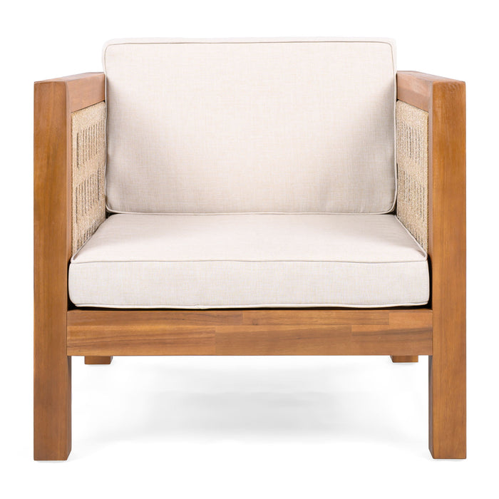 Outdoor Club Chair & Rope Arm And Cushions