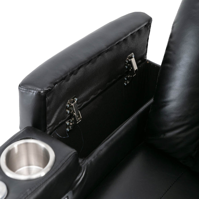 Premium Power Recliner & Storage Arms, Cupholders, Swivel Tray Table And Cell Phone Stand - Black