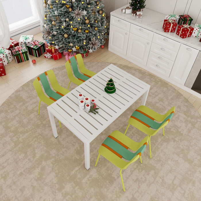 Modern Striped Blocking Single Chairs, Waterproof And Fade Resistant (Set of 4)