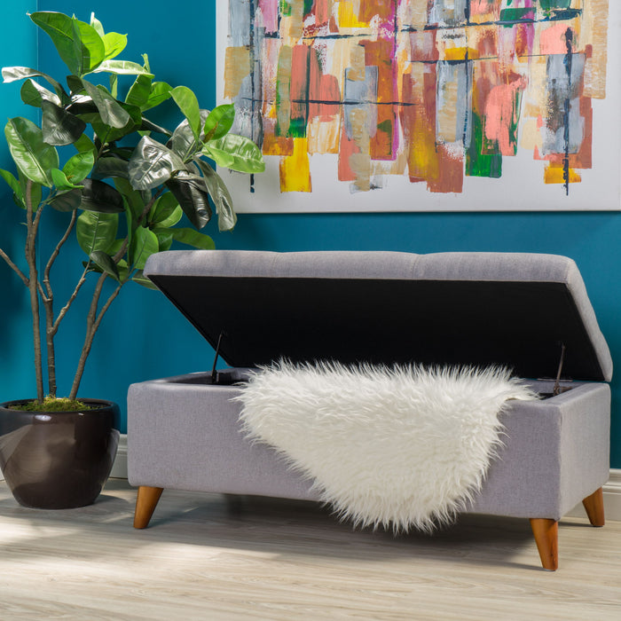 Kinetics - Upholstered Storage Ottoman With Lift-Top And Button Tufted Seat - Light Gray