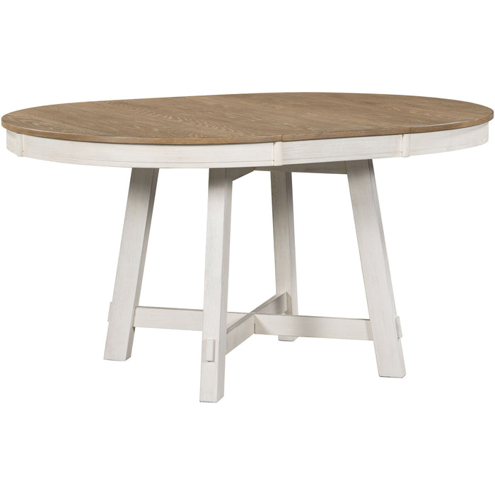 Round Extendable Dining Table Set With 4 Upholstered Chairs