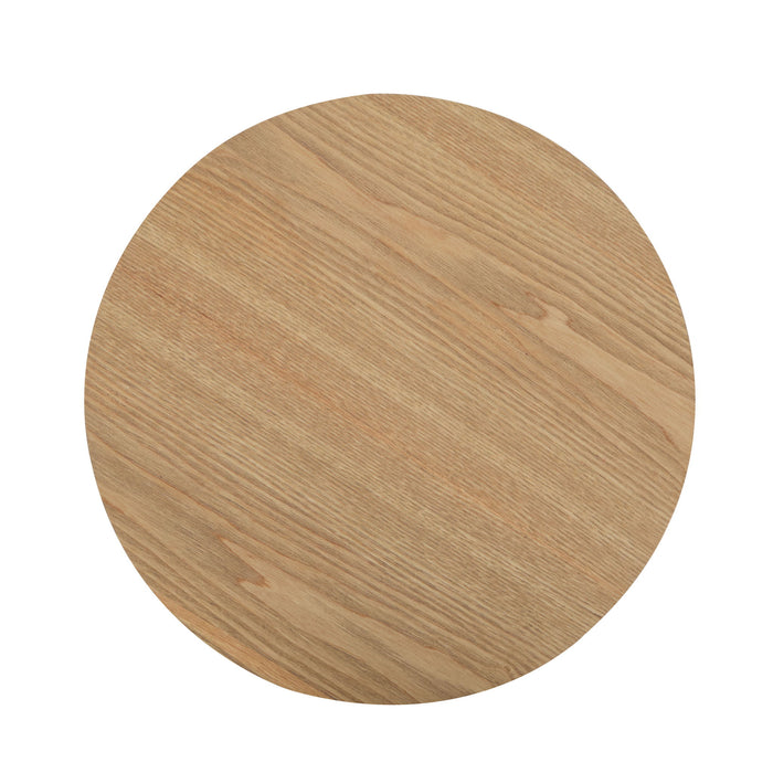 Contemporary Golden Side Table With Top And Metal Frame - Natural / Gold