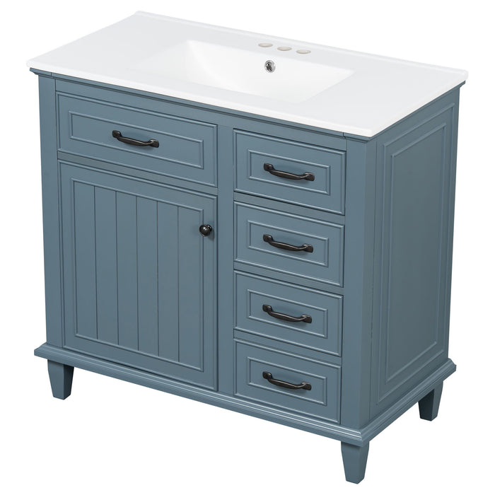 Modern Bathroom Vanity With Sink Top, Flip Drawers, Adjustable Shelf