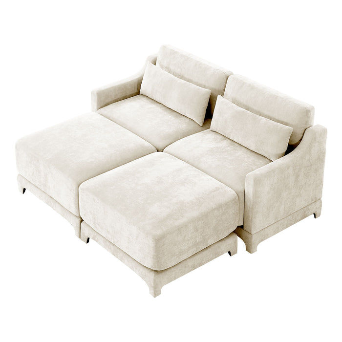 Stylish Sofa With Ottoman And Lumbar Pillows, Ergonomic Design