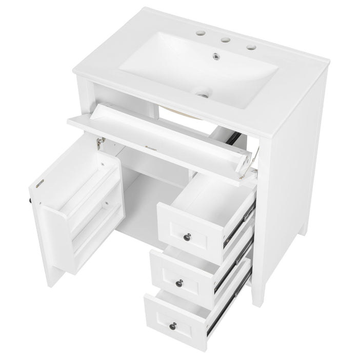 Bathroom Vanity With Sink, 3 Drawers And Adjustable Shelf