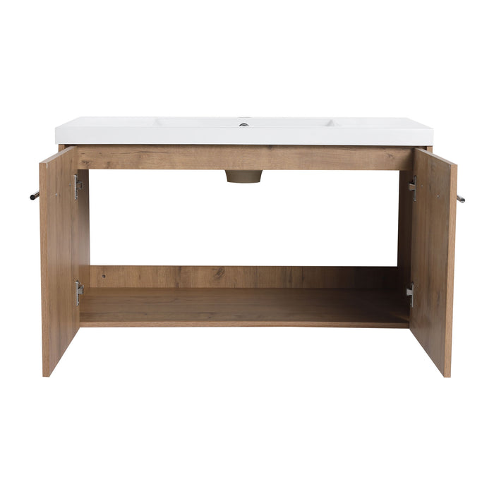 Modern Floating Bathroom Vanity With Resin Sink, Soft Close Doors