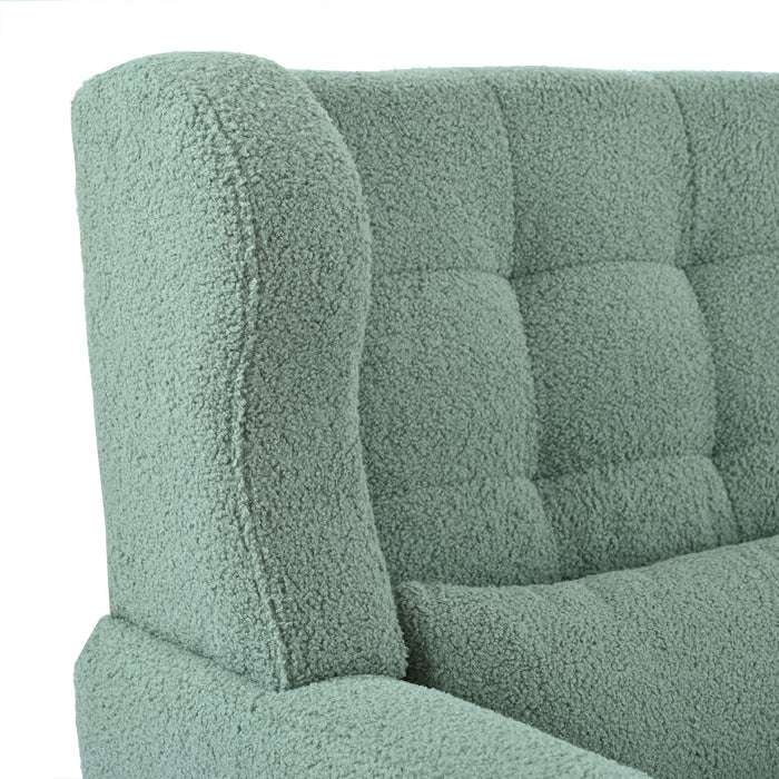 Modern Accent Chair, Teddy Fabric Living Room Chairs Comfy Reading Chair, Mid Century Accent Chair, Lounge Arm Chairs Armchair For Living Room Bedroom - Light Green