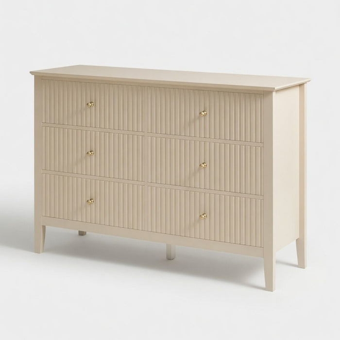 Modern 6 Drawer Fluted Dresser