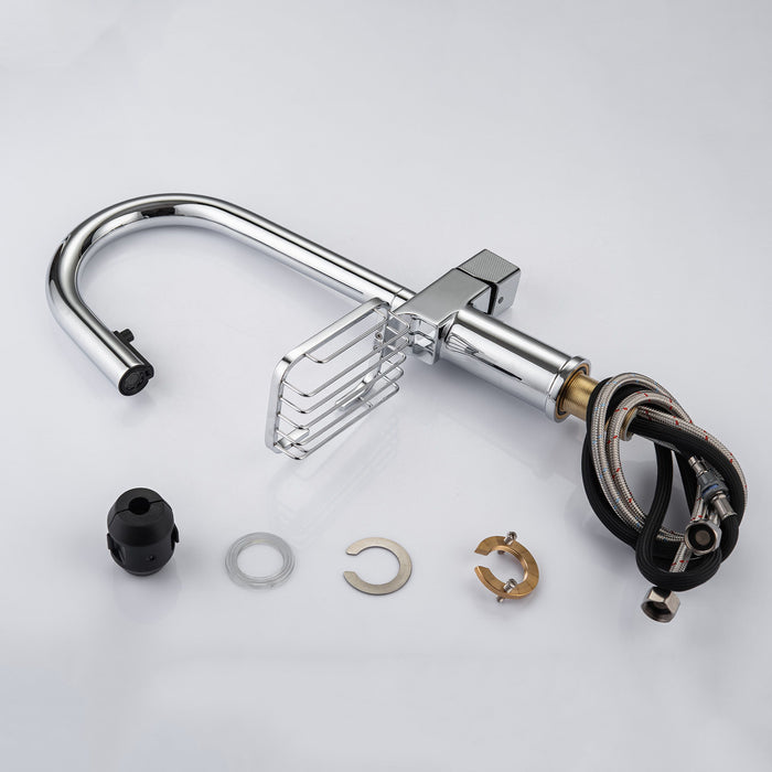 Cincosky - High Arc Pull Down Kitchen Faucet, Single Hole