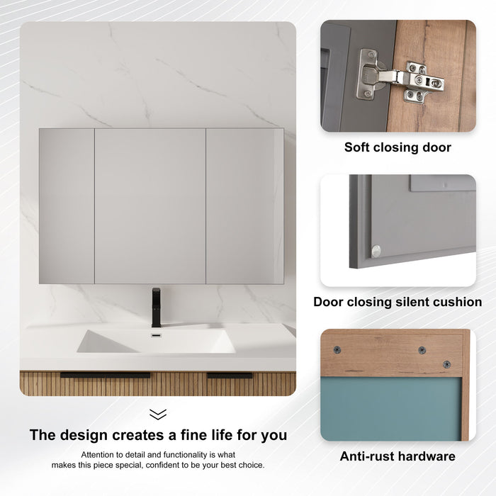 Wall Mounted Bathroom Cabinet With Adjustable Shelves Storage Cabinet - Imitative Oak