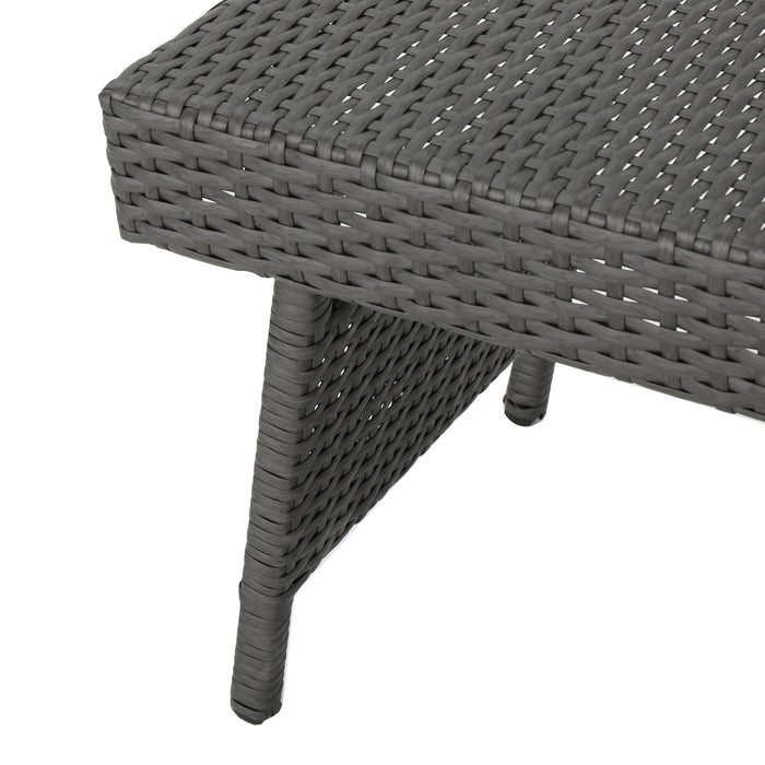 Outdoor Wicker Table With Rectangular Tabletop - Gray