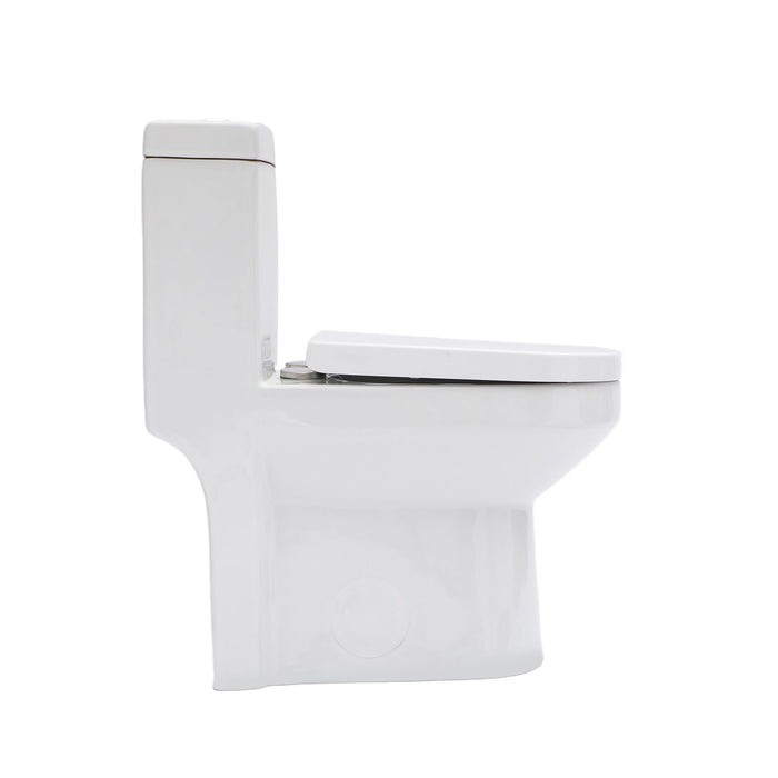 1 Piece Toilet For Bathroom, Dual Flush 1.1 / 1.6 Gpf, Soft Closing Seat - White