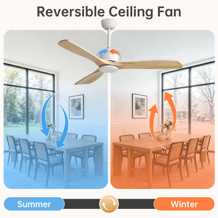 42" Ceiling Fan With No Light, Reversible DC Motor, 2 Downrods (12.5Cm / 25Cm) For Bedroom & Living Room - White