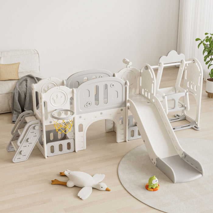 Toddler Slide Kids Playground With Basketball Hoop And Swing