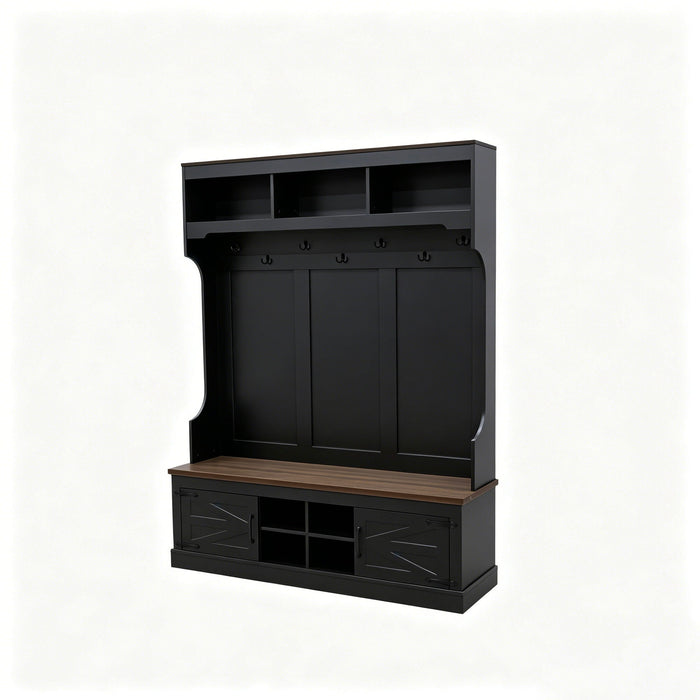 Farmhouse Hall Tree With Bench And Shoe Storage