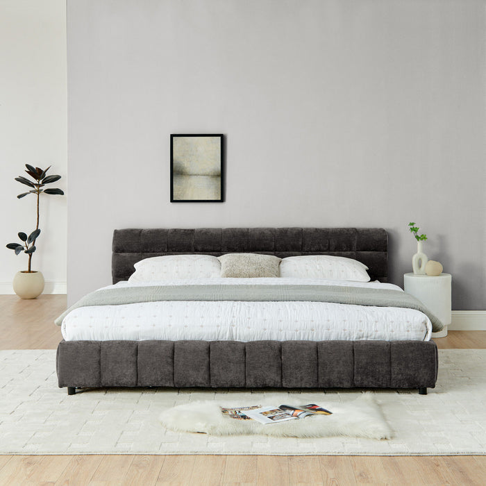 Modern Platform Bed Frame With Thick Fabric