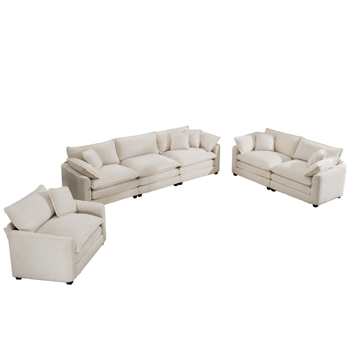Elegant Corduroy Oversized Sectional Sofa Set With Deep Seats And Flexible Layout